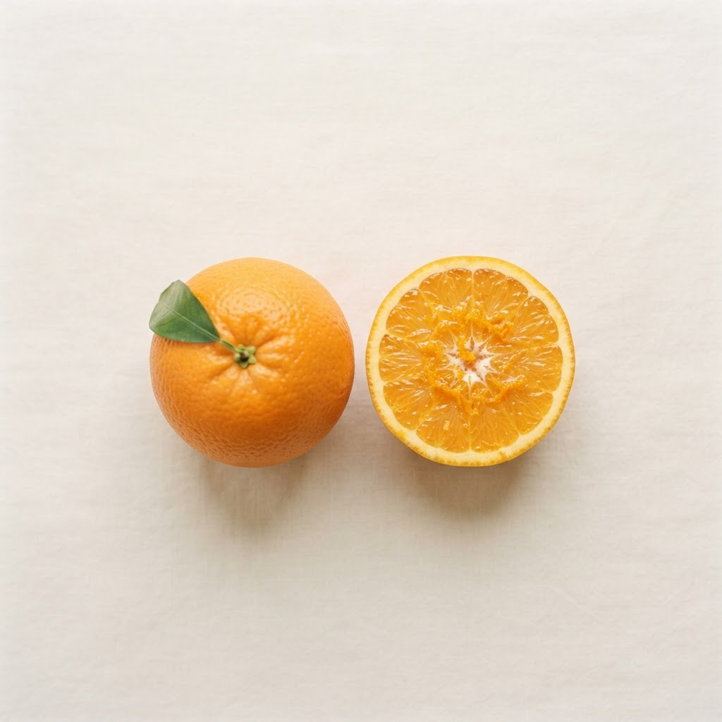 Naranjas frescas, una partida mostrando su interior